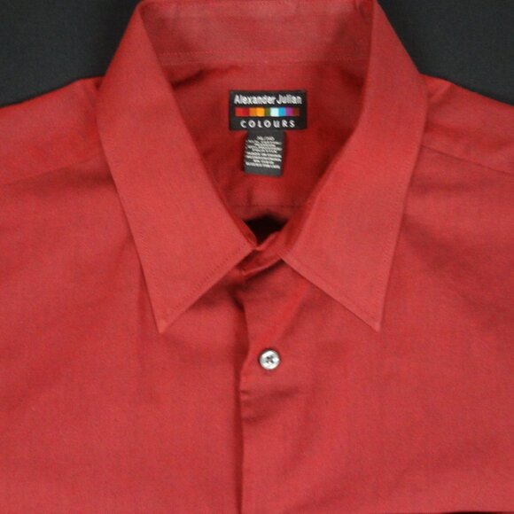 ALEXANDER JULIAN COLOURS DARK RED BUTTON UP LONG SLEEVE XL MENS SHIRT L265 - Picture 4 of 5